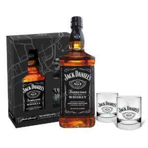 JACK DANIELS  N0. 7,  75 CL + 2 VASOS